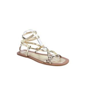 Vicenza Womens Metallic Leather Strappy Sandals Gold Tone Size 7